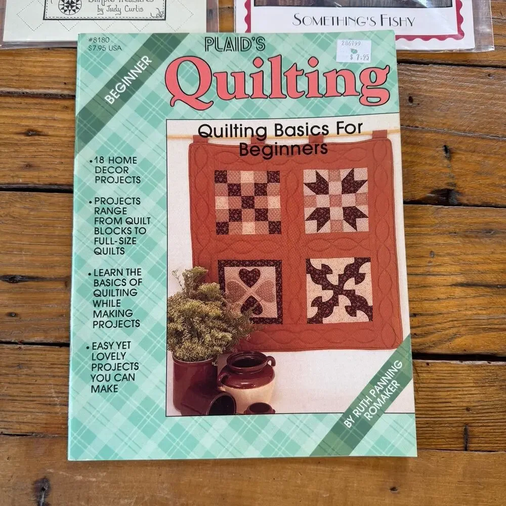 Quilting Pattern Lot Log Cabin Rug Four Corners Fishy Plaid Beginner Quilt 3pc